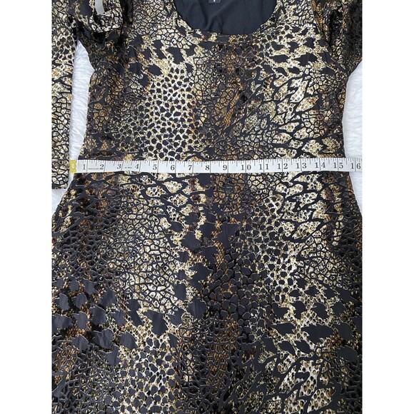 Karen Kane Leopard Print Mini Dress A Line Velvet Burnout Long Sleeve Size S - Picture 5 of 15